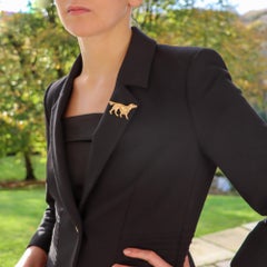 Ruby Eyed Spaniel Dog Brooch Set in 18k Rose Gold