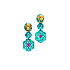 Ruby, Fancy Yellow Diamond & Diamond Earrings, 18K Gold, Austy Lee