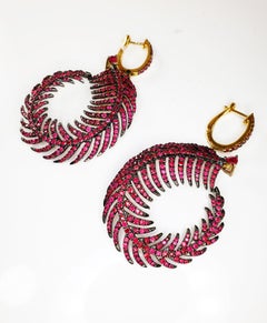 Ruby Feather Twister Hoop Earrings