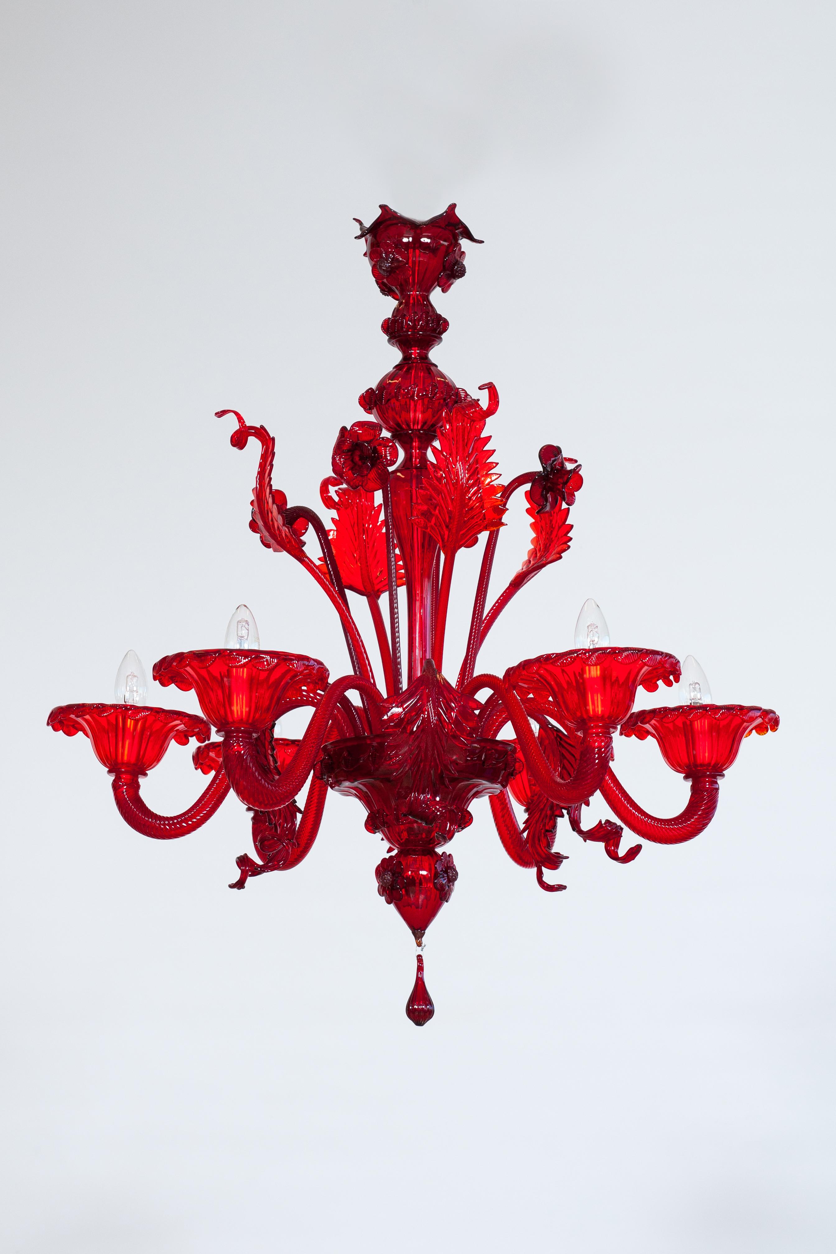 Ruby Floral Cascade Murano Glass Chandelier, Sculpted Flowers & Leaves, Venetian Masterpiece

Immerse your space in the vibrant allure of the 'Ruby Floral Cascade,' a breathtaking Murano glass chandelier that embodies the pinnacle of Venetian