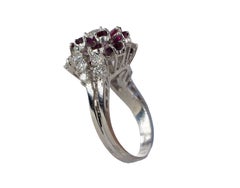 Ruby Flower and Diamond Multi-Row Ring
