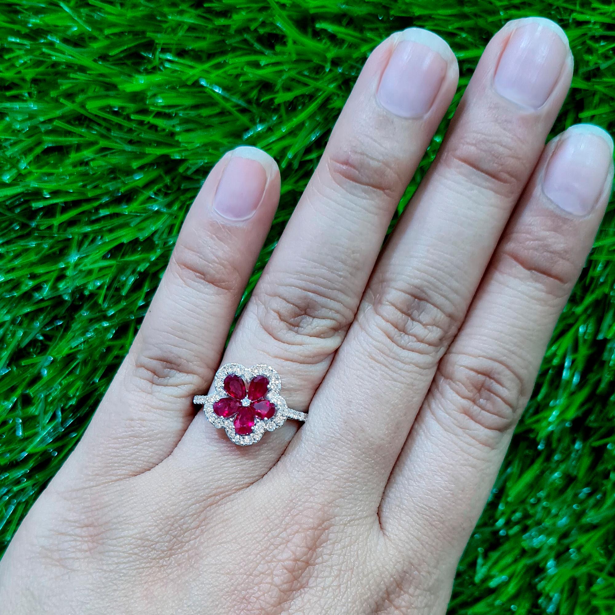 It comes with the Gemological Appraisal by GIA GG/AJP
All Gemstones are Natural
Pear Rubies = 1.13 Carats
Round Diamonds = 0.42 Carats
Metal: 18K White Gold
Ring Size: 7* US
*It can be resized complimentary
