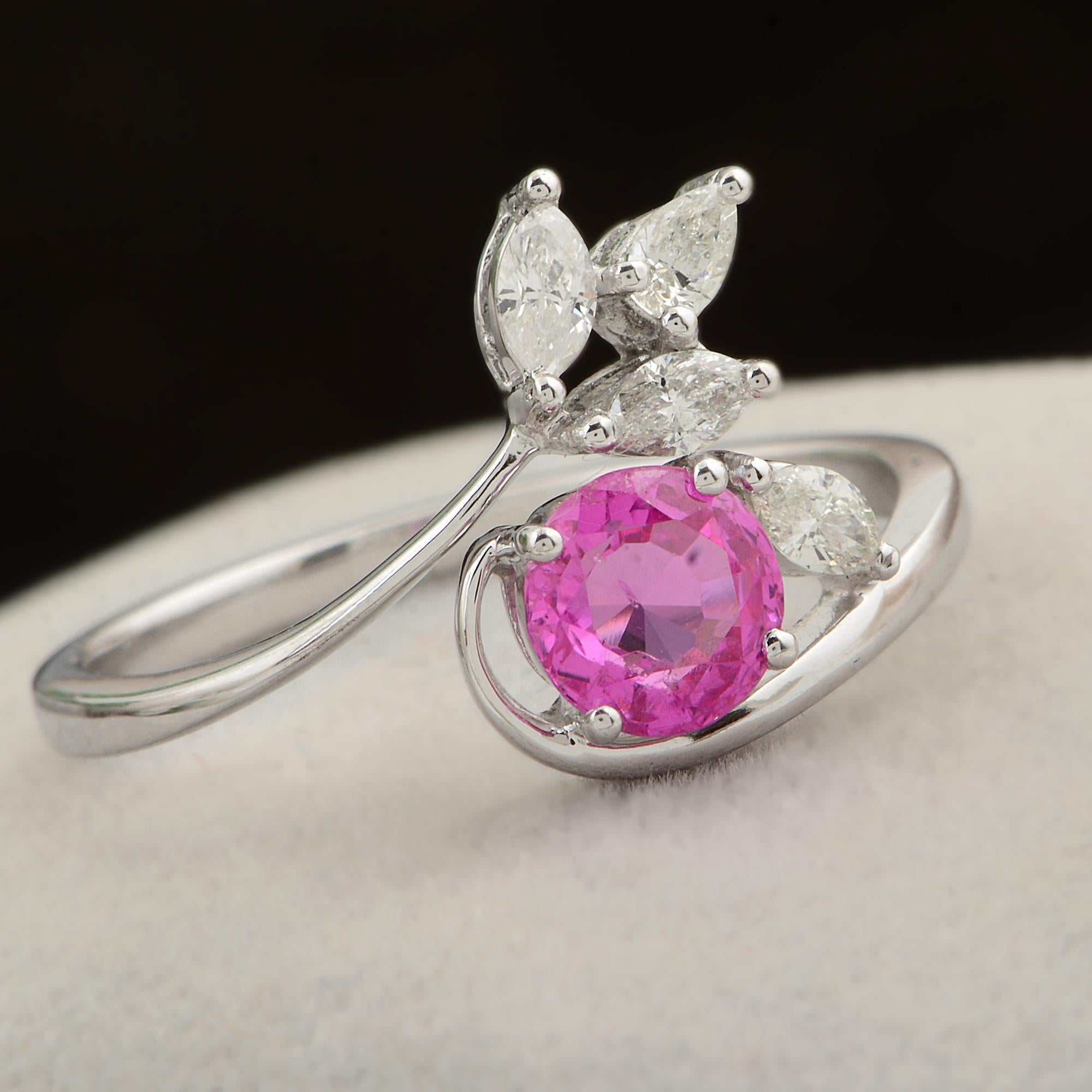 Round Cut Ruby Gemstone Designer Ring Marquise Pear Diamond 10 Karat White Gold Jewelry For Sale