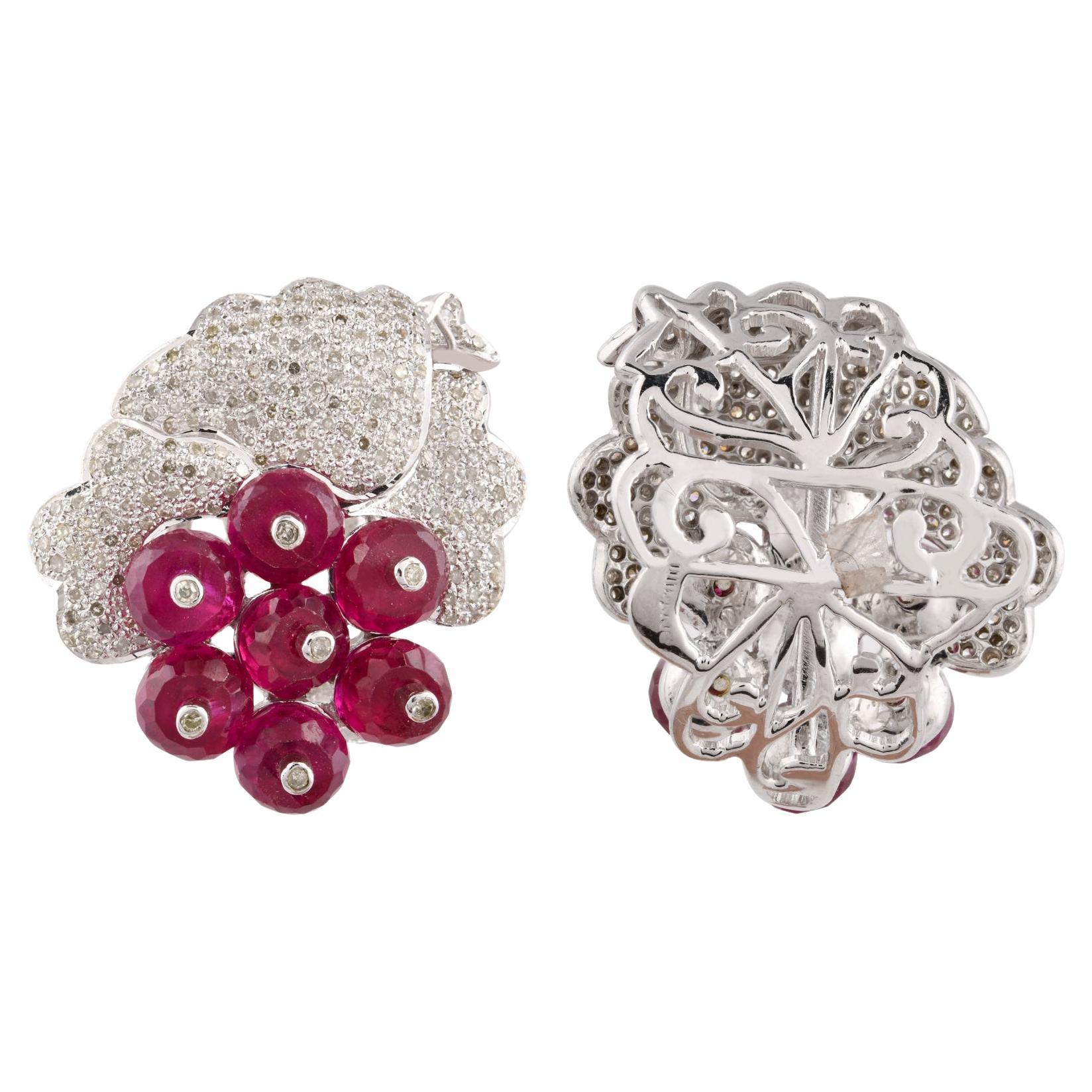 Pave Diamond Mother of Pearl Gemstone Earrings Silver Gold Handmade