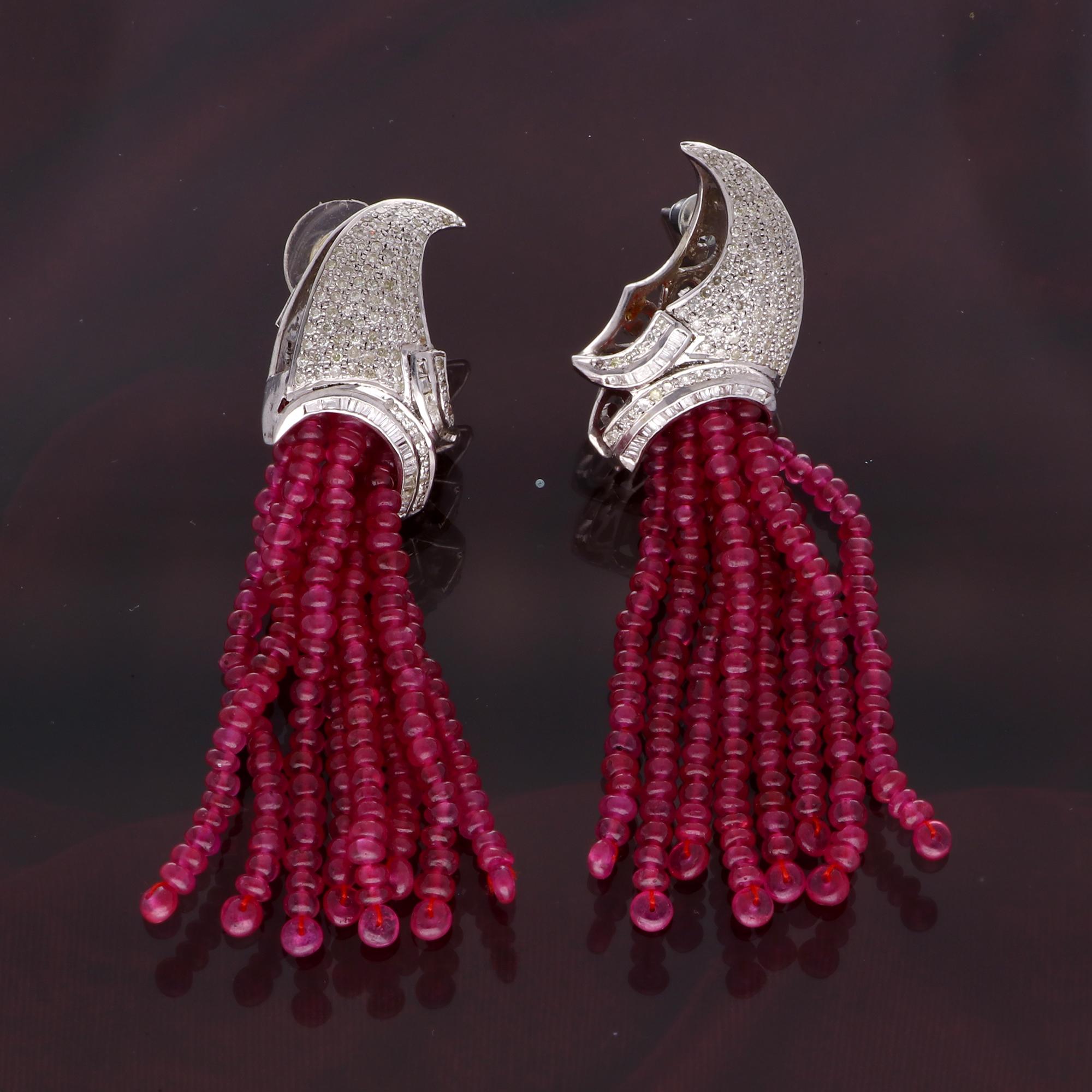 Women's Gemstone Necklace Diamond Pave Dangle Earrings Set 18K Gold Silver Jewelry For Sale