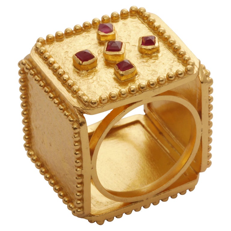 Ruby Geometric Dice Ring For Sale at 1stDibs