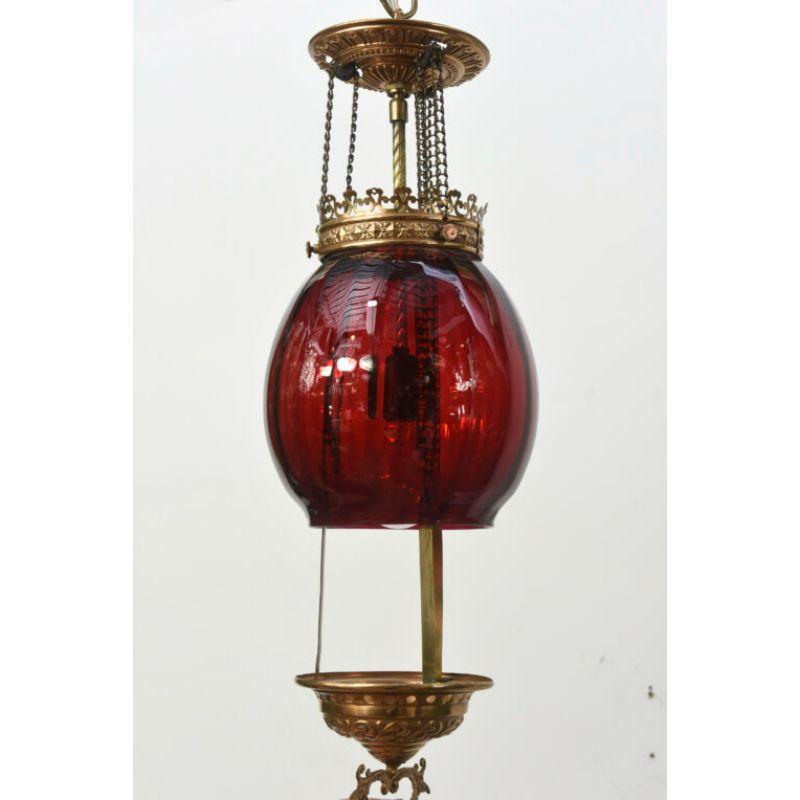 Victorian Ruby Glass Oil Lantern For Sale