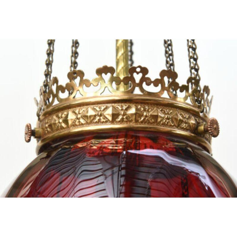 19th Century Ruby Glass Oil Lantern For Sale