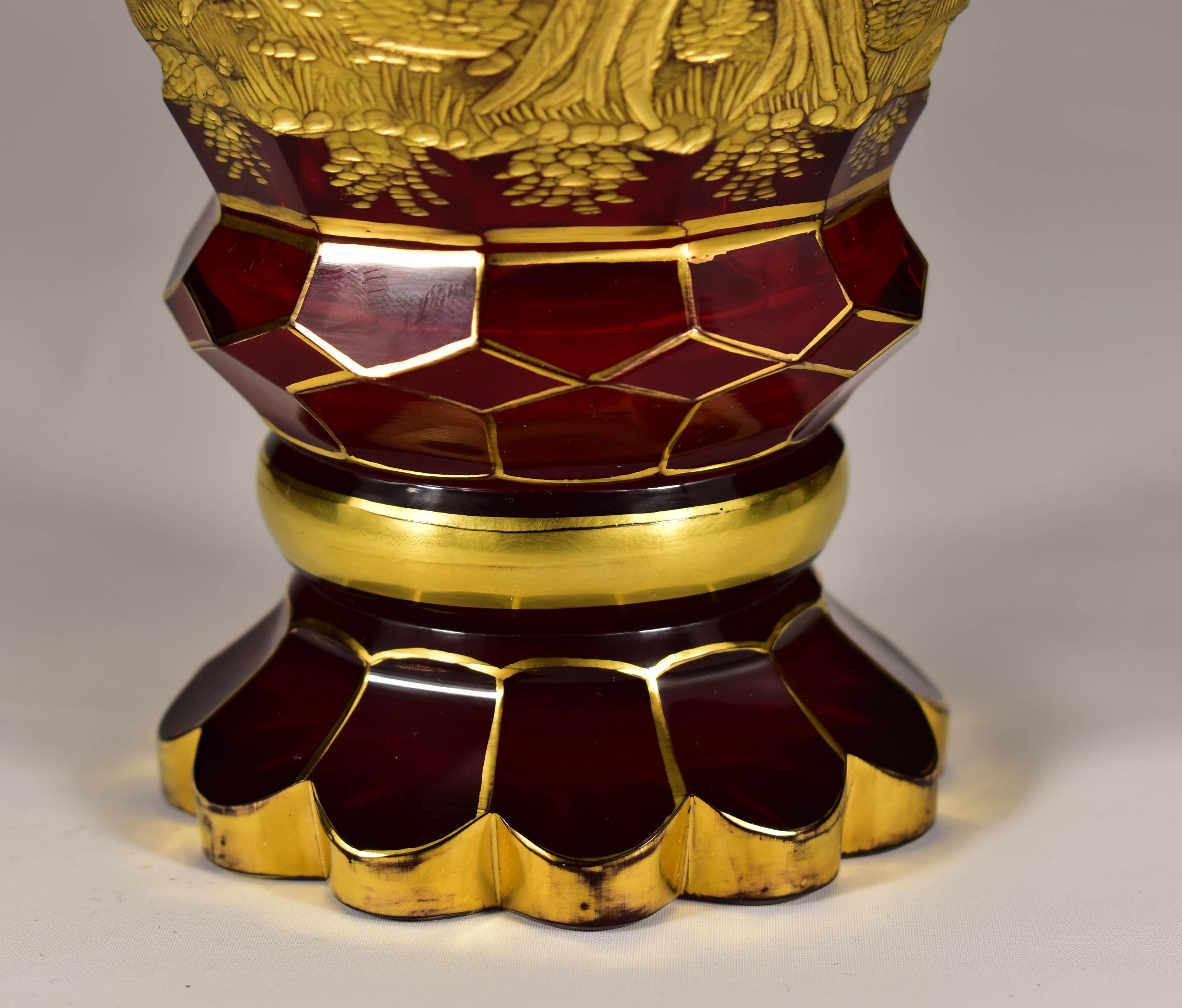 Ruby Goblet with Gilt Engraving, Hunting Motif, 19-20 century For Sale 6