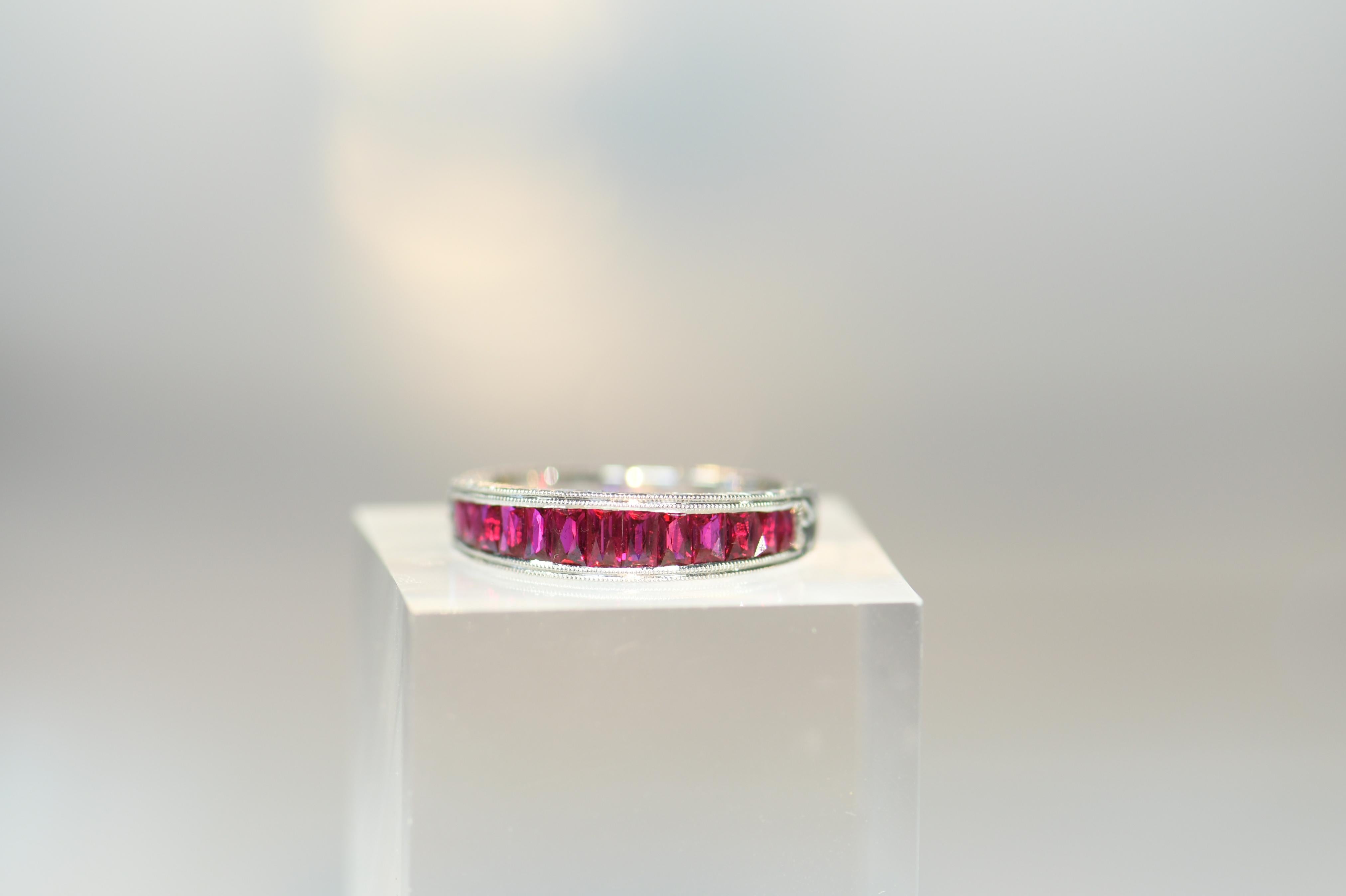 Art Deco Ruby Gold Band 18 Karat Ring For Sale