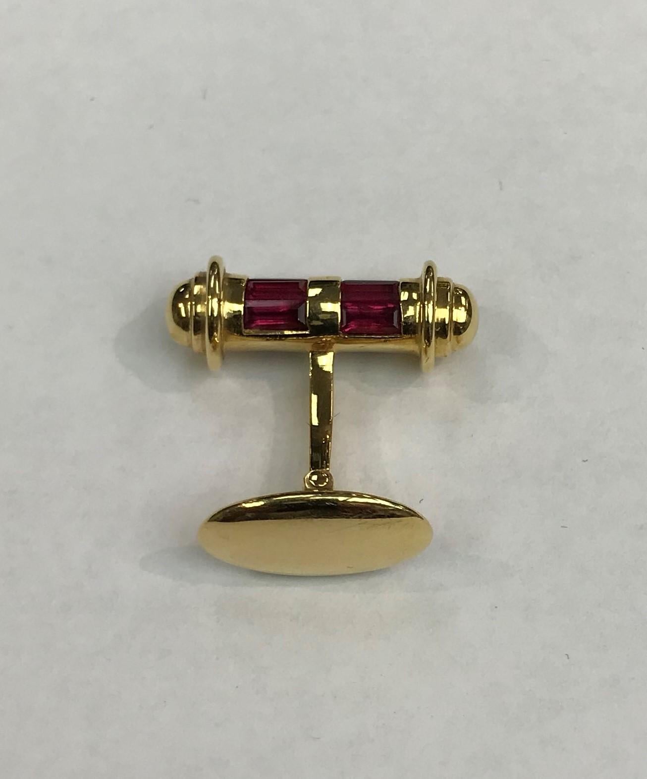 Baguette Cut Ruby Gold Cufflinks