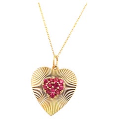 Vintage Ruby & Gold Heart Charm