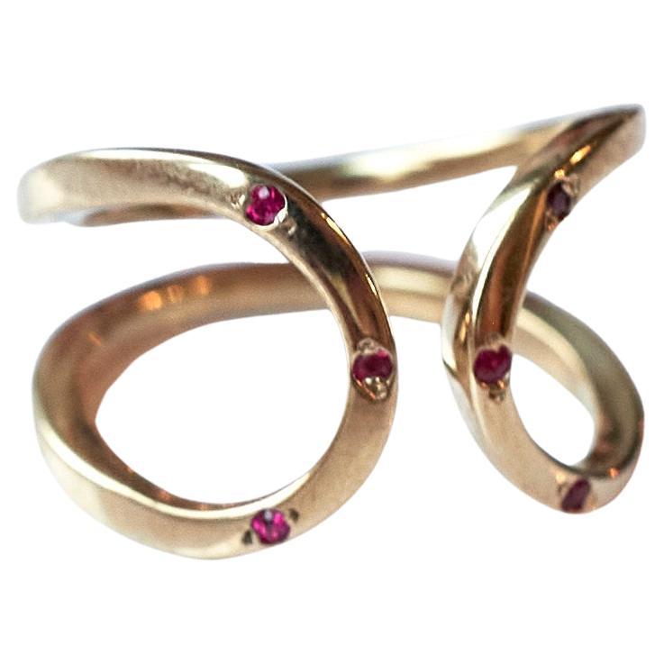 Brilliant Cut Ruby Gold Ring Cocktail Eternity J Dauphin For Sale