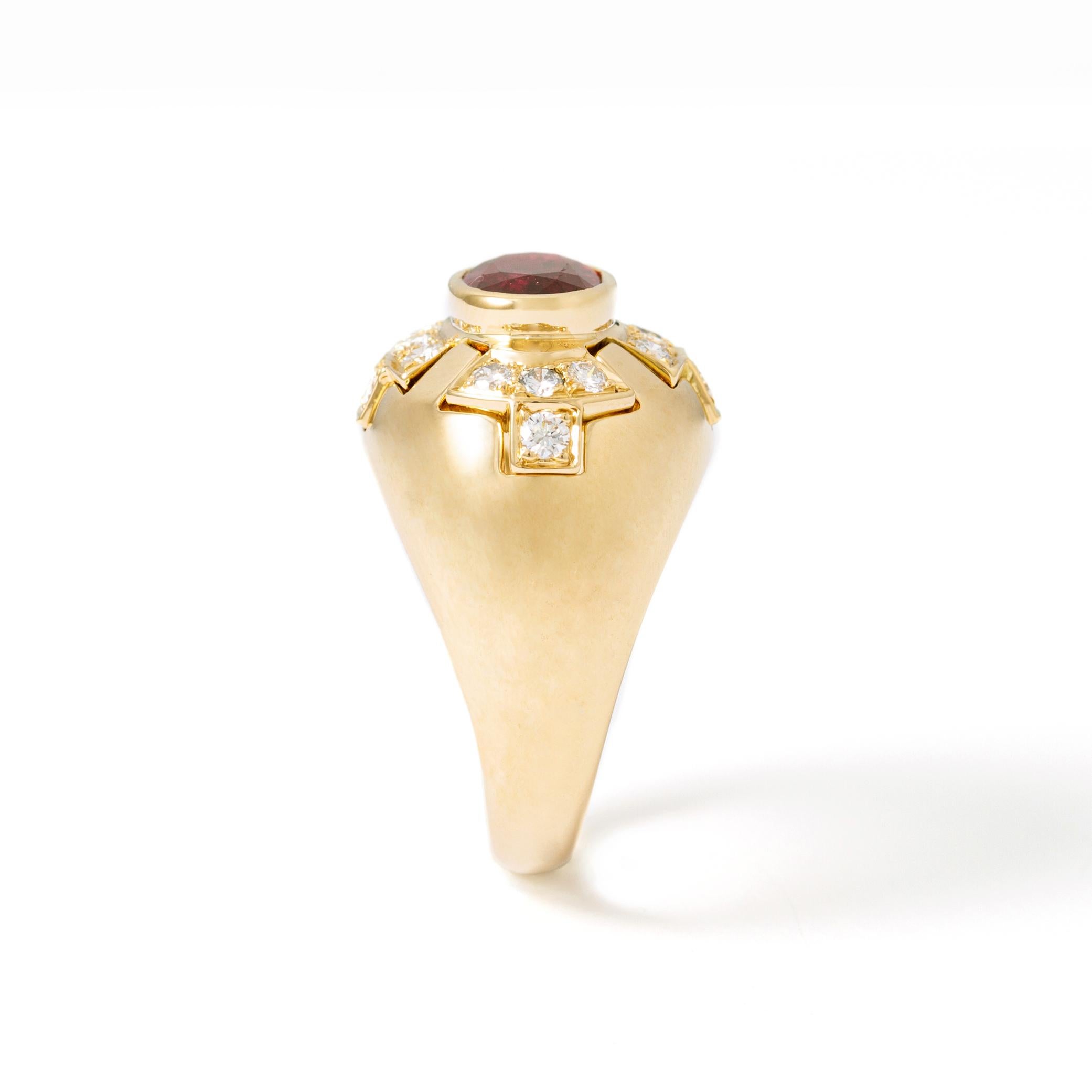 Contemporary Ruby Gold Ring For Sale