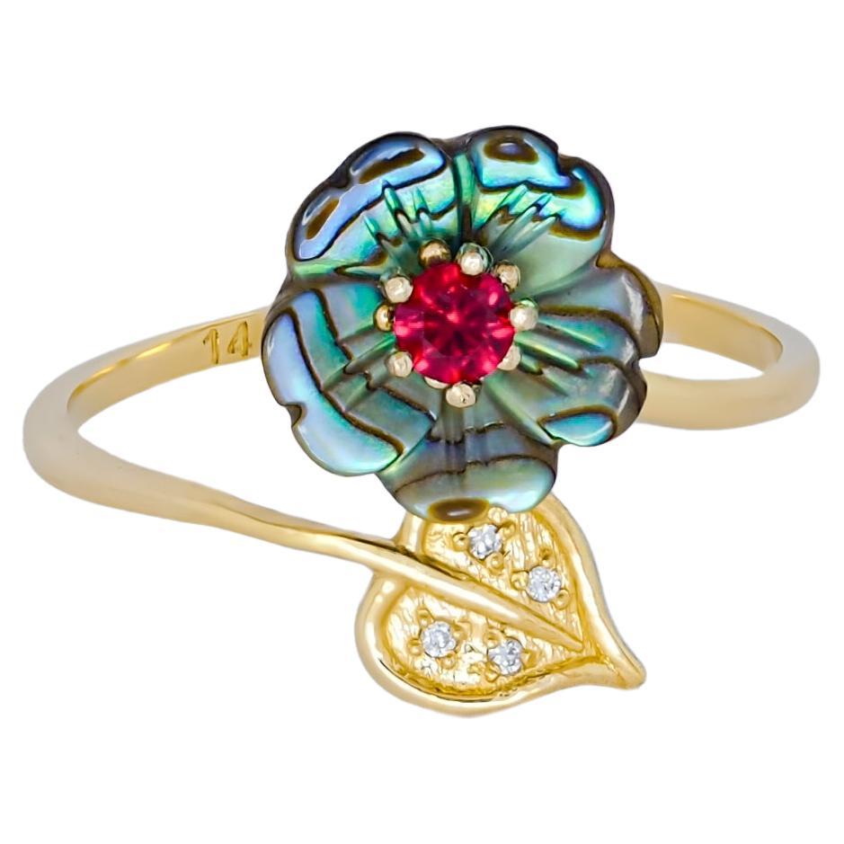 Pierre rouge 14k  bague en or.