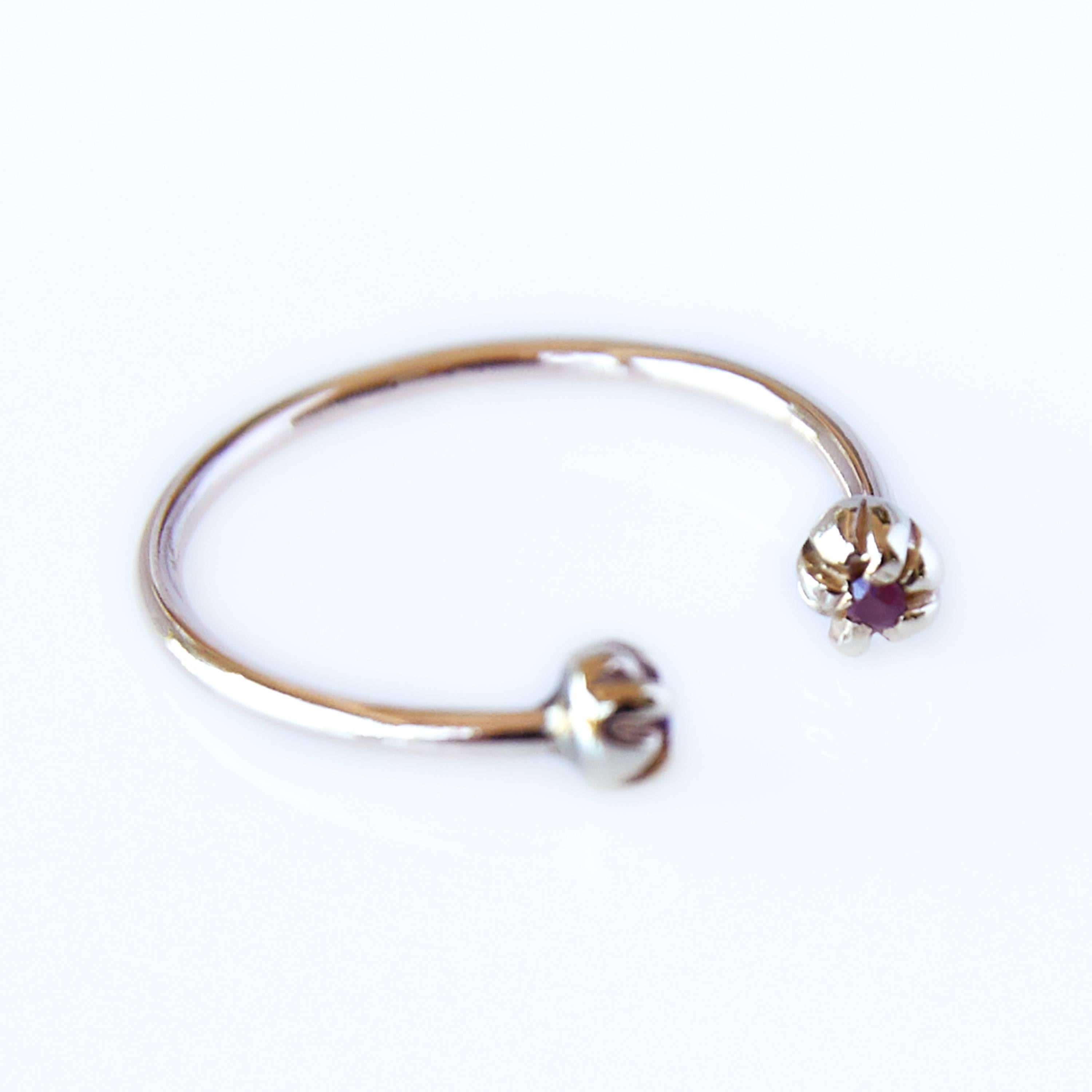 Contemporain Ruby Gold Ring Stackable Fashion Ring Adjustable J Dauphin en vente