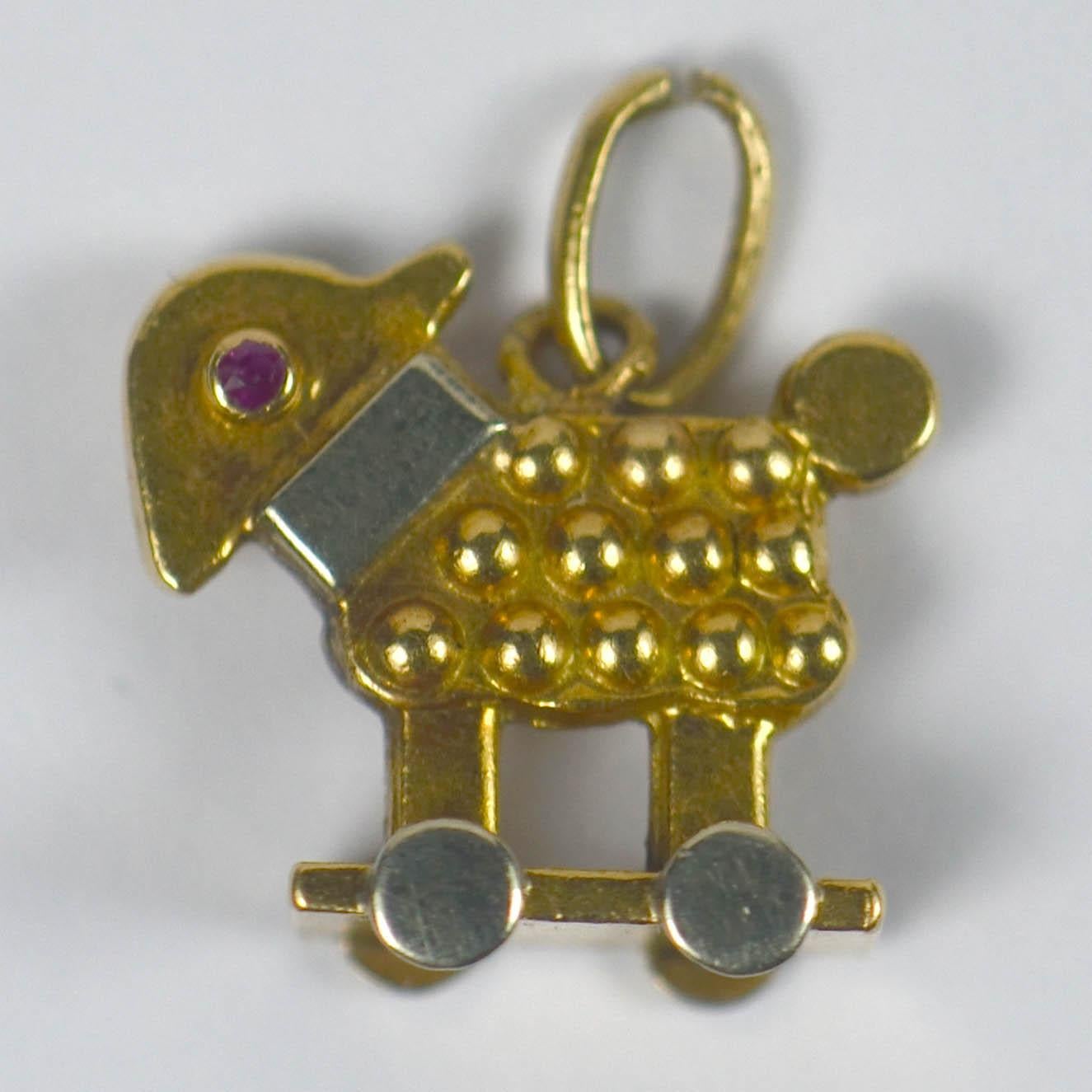 Round Cut Ruby Gold Sheep Baby Toy Charm