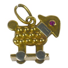 Vintage Ruby Gold Sheep Baby Toy Charm