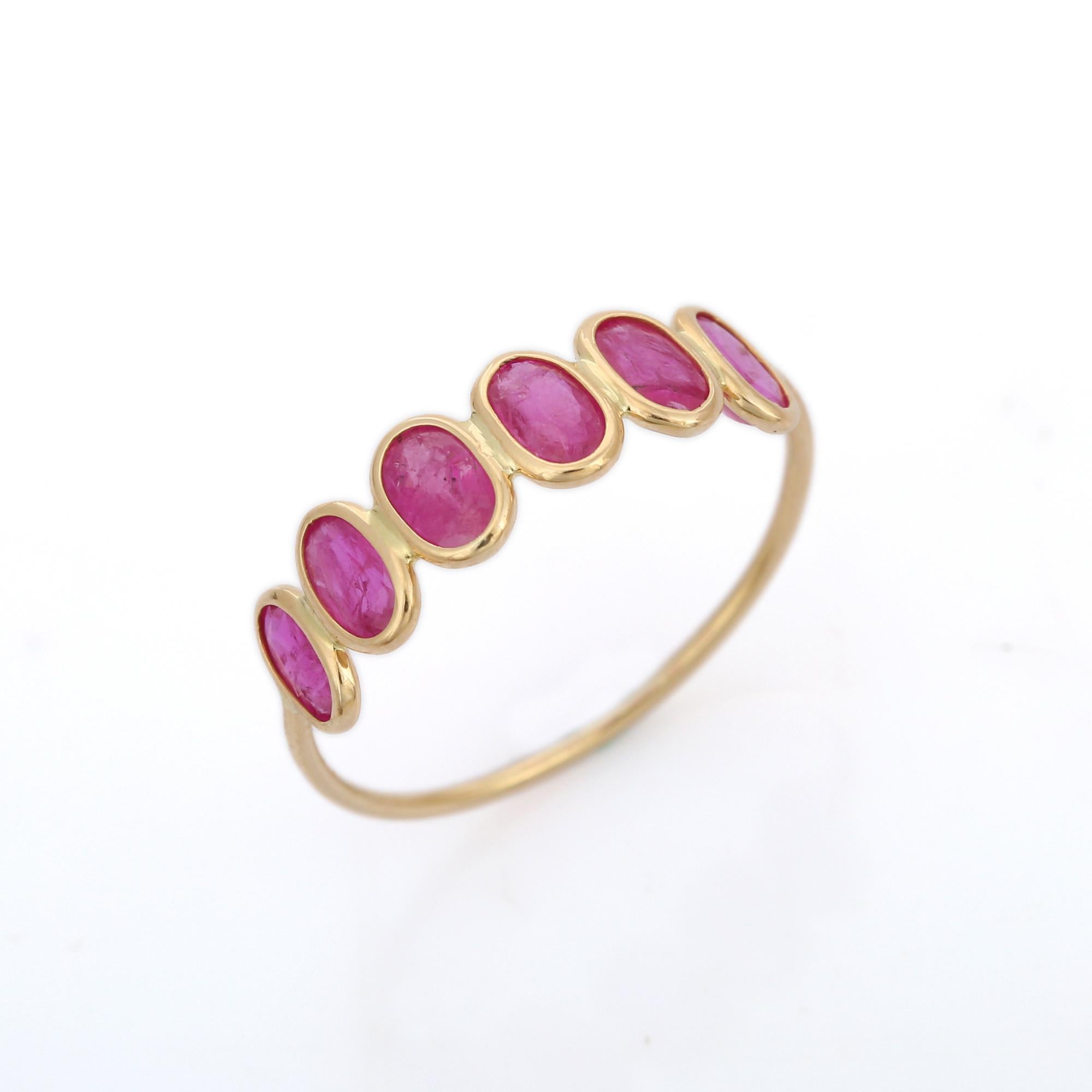 For Sale:  Ruby Half Eternity Band in 18 Karat Yellow Gold 7