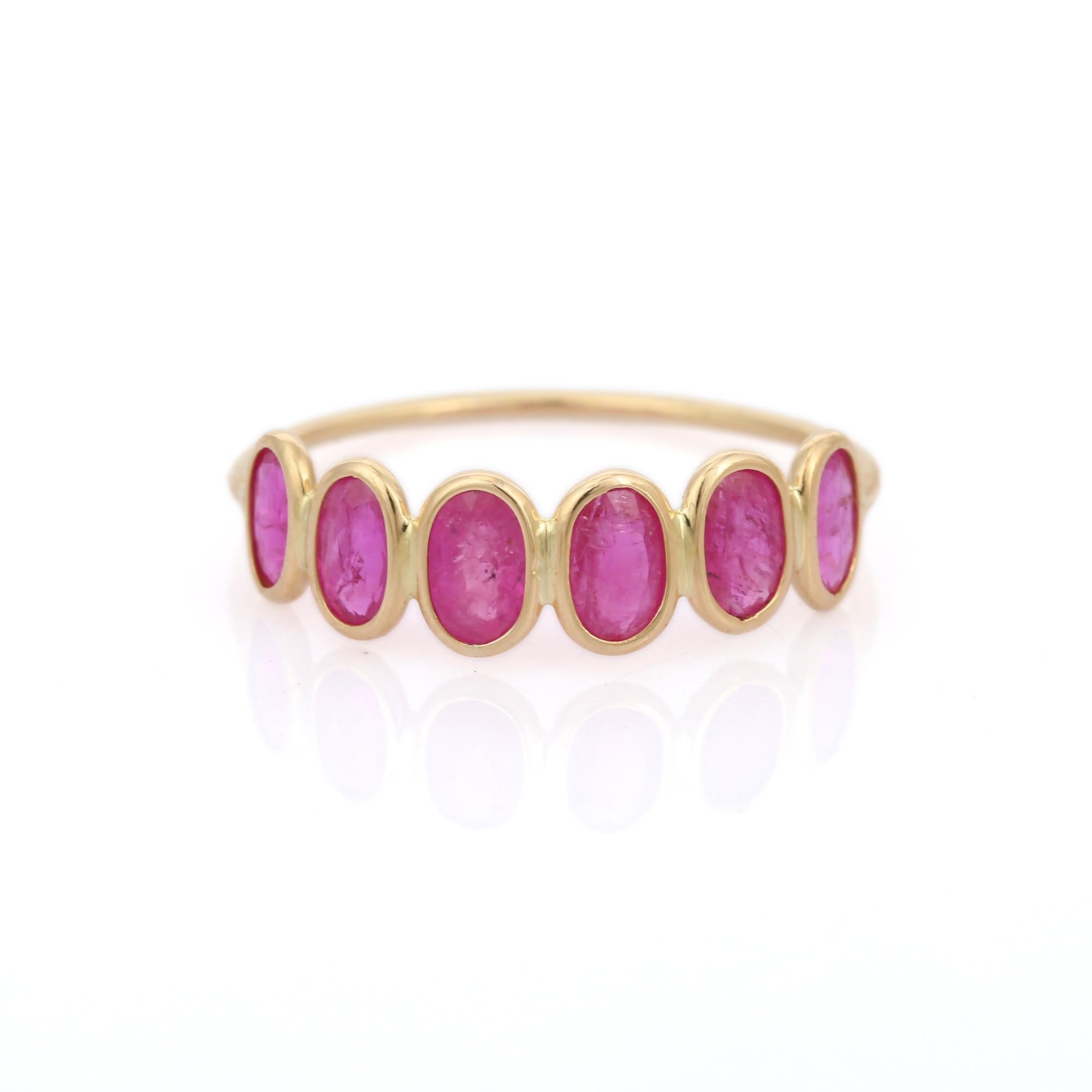 For Sale:  Ruby Half Eternity Band in 18 Karat Yellow Gold