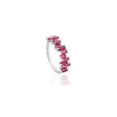 Ruby Half Eternity Band Ring Crafted in 14k Solid White Gold Promise Ring Gift