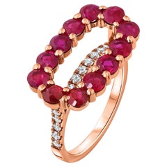 Ruby Halo And Diamond Band Ring