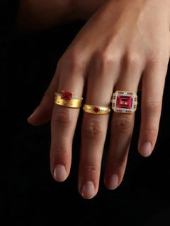 Ruby Heart 14K (or 18k upon request) Marquise Diamond Band Ring