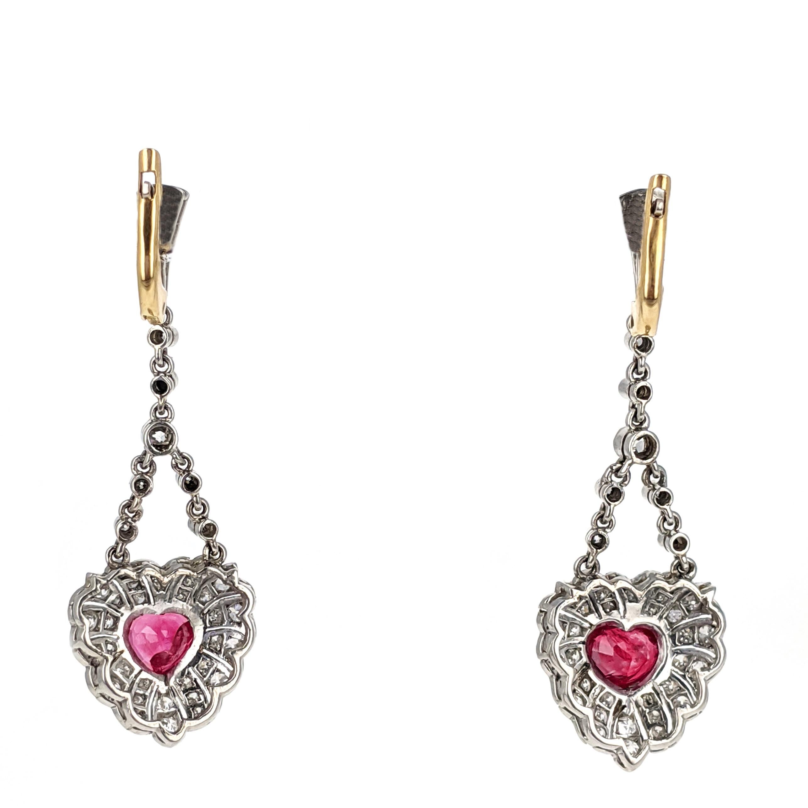 ruby heart drop earrings