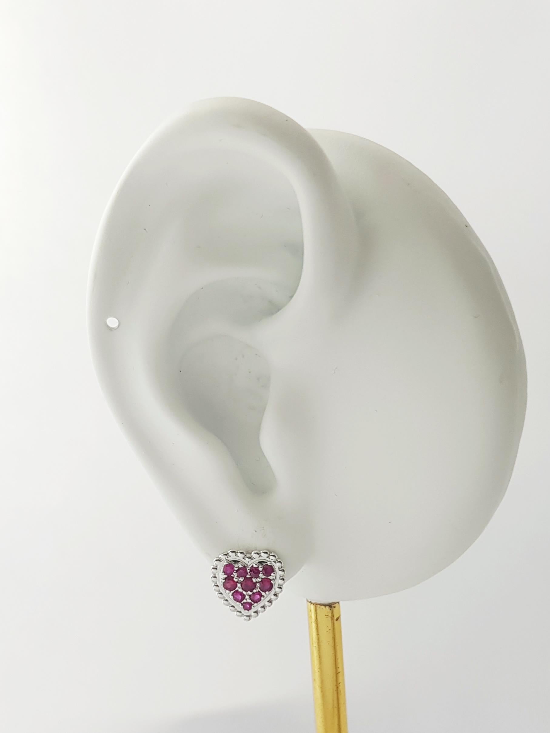 Ruby 0.47 carat Earrings set in 18K White Gold Settings

Width: 1.0 cm 
Length: 1.0 cm
Total Weight: 2.95 grams

