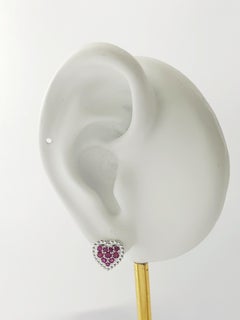 Ruby Heart Earrings set in 18K White Gold Settings
