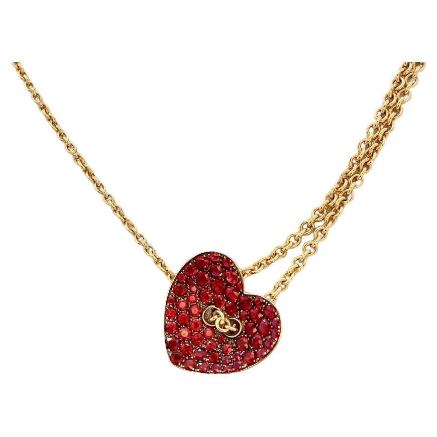 Ruby Heart Necklace - 18K Rose Gold - 16-18”