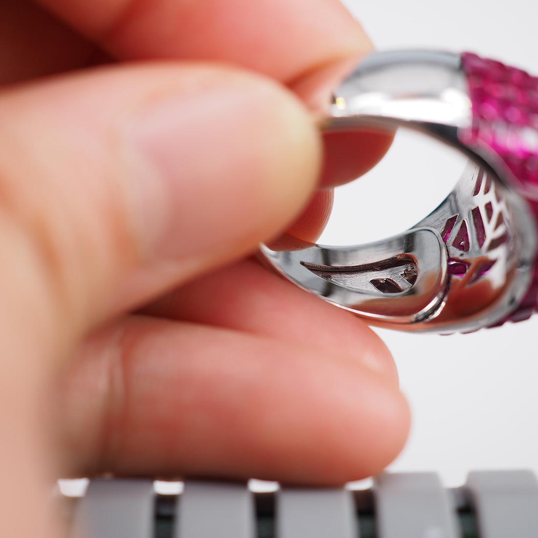 De las mujeres Anillo Cóctel Corazón Diamante Rubí Oro Blanco 18 Quilates en venta