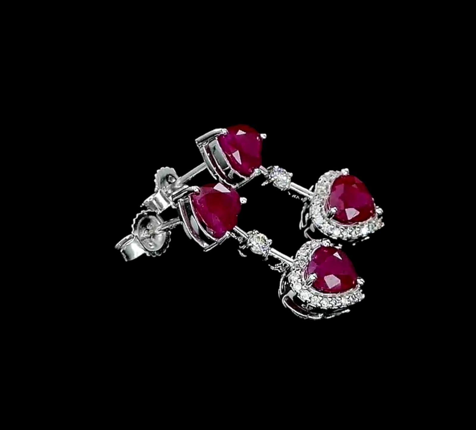 Women's Ruby heart shape earrings For Sale