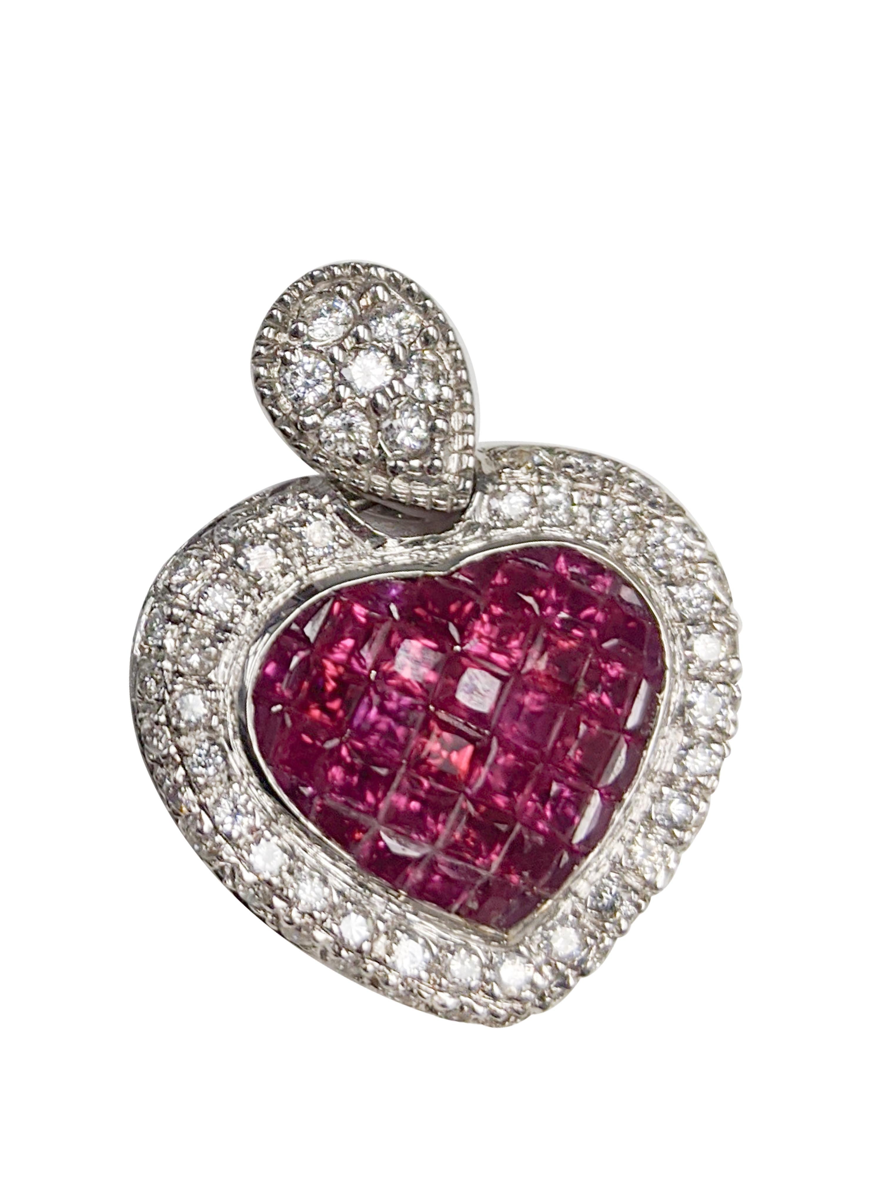 Romantic Ruby Heart-Shaped Pendant For Sale