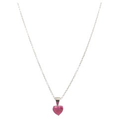 Collar colgante solitario con forma de corazón de rubí Oro blanco de 18 quilates