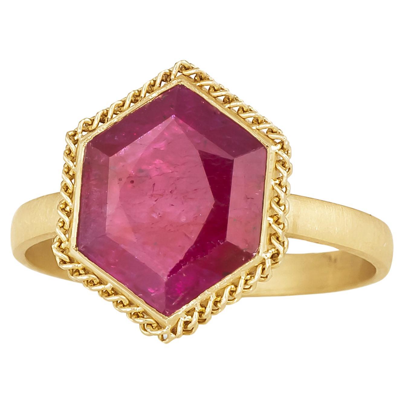 Ruby Hexagon Ring For Sale