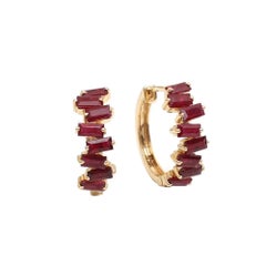 Ruby Hoop Earrings in 18K Yellow Gold