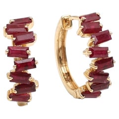 Ruby Hoop Earrings in 18K Yellow Gold