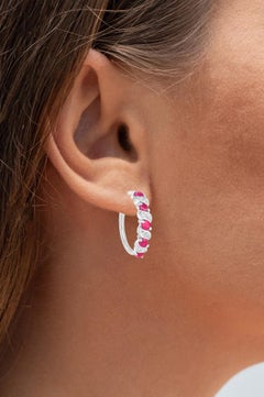 Rubin-Ohrringe mit weißem Topas 1,36 Karat Sterling Silber