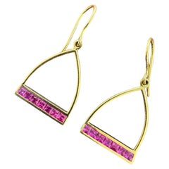 Ruby Horse Stirrup Dangle Earrings