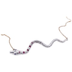 Ruby Iolite Snake  Necklace Silver Gold Filled Chain J Dauphin