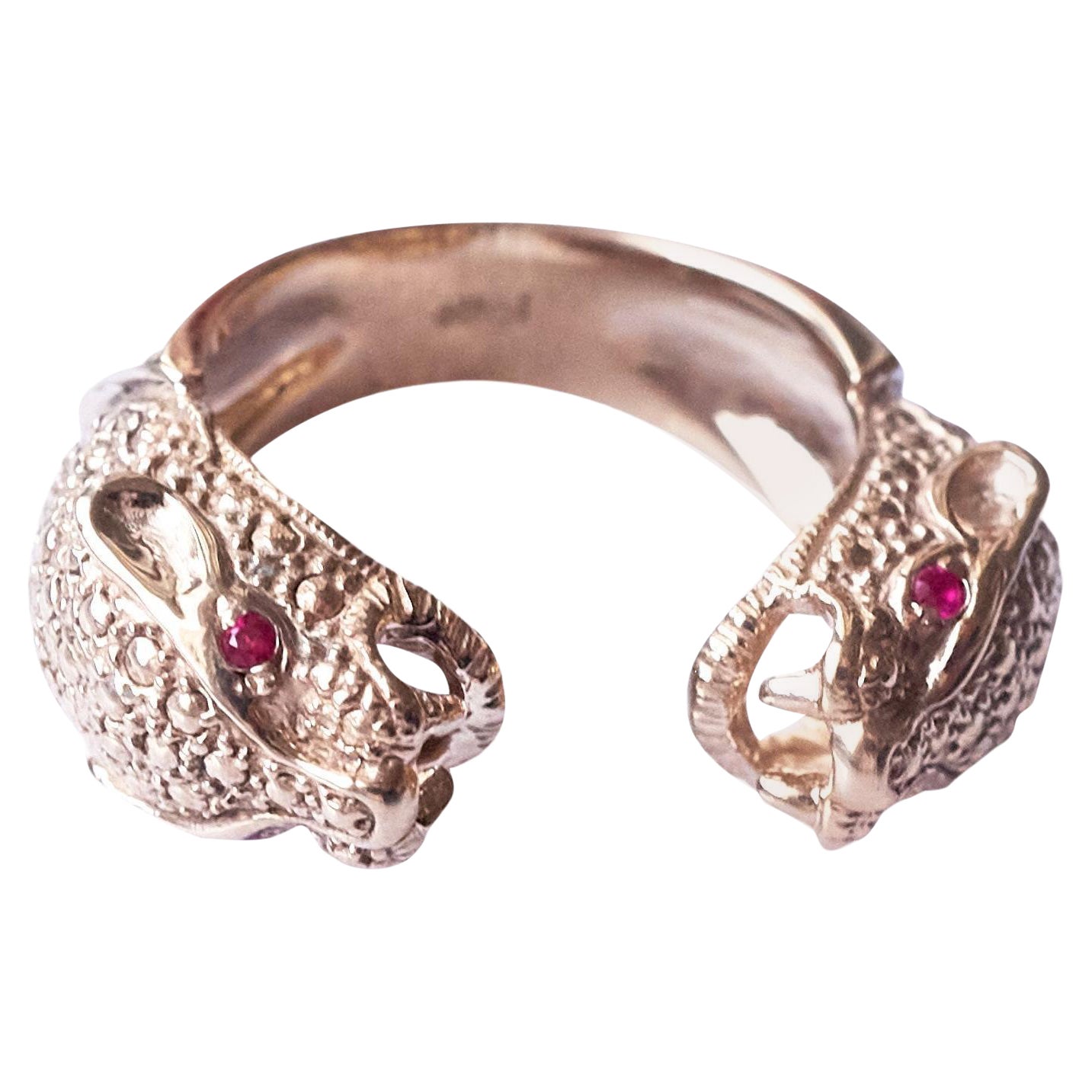 Ruby Jaguar Ring Animal Ring Cocktail Ring Bronze J Dauphin

Made in Los Angeles

This Ring is tiny adjustable on the finger between sizes 6-8
Can be made in Gold or Silver

Available for immediate delivery, 