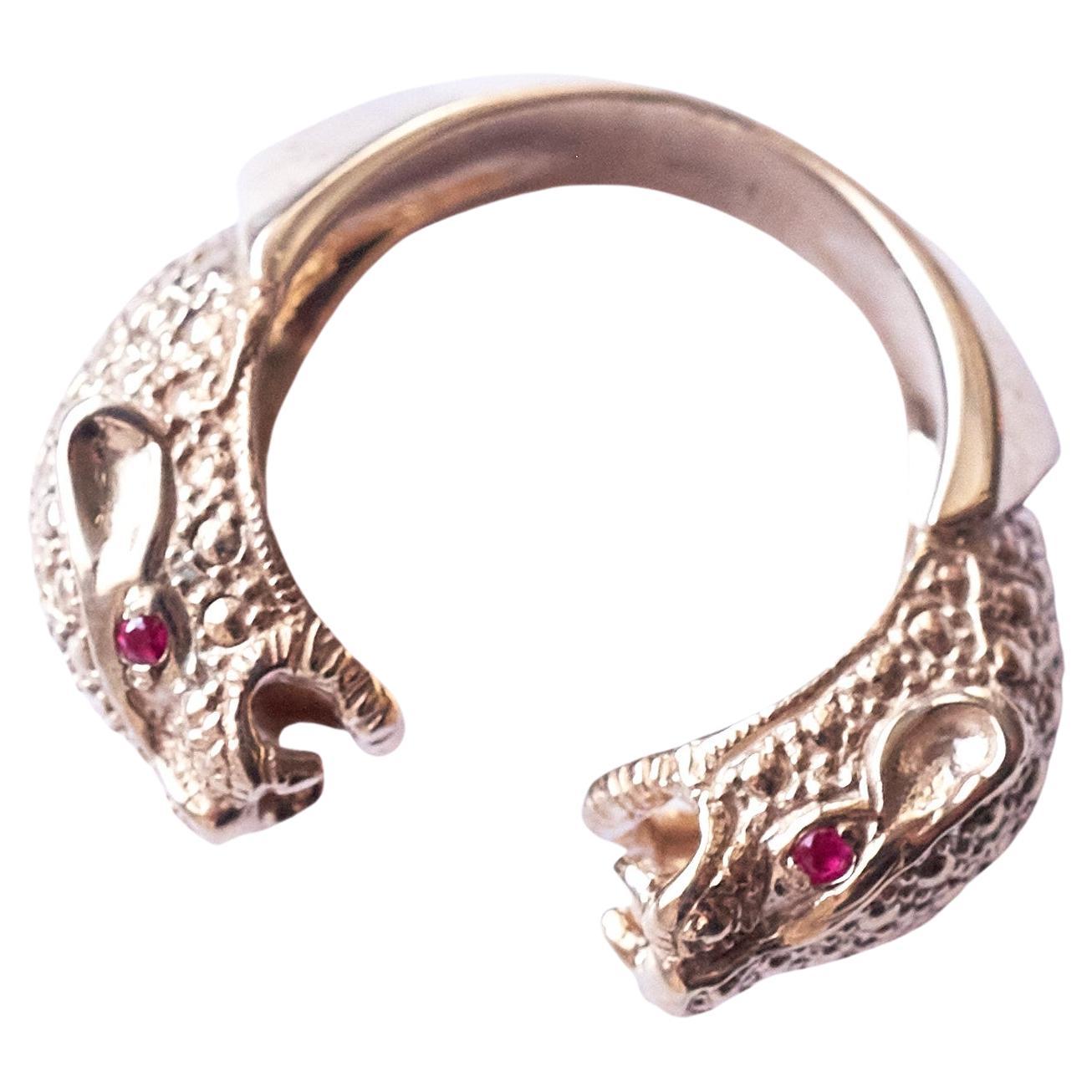 Jaguar-Ring, Tierring, Bronze, Rubin, J Dauphin