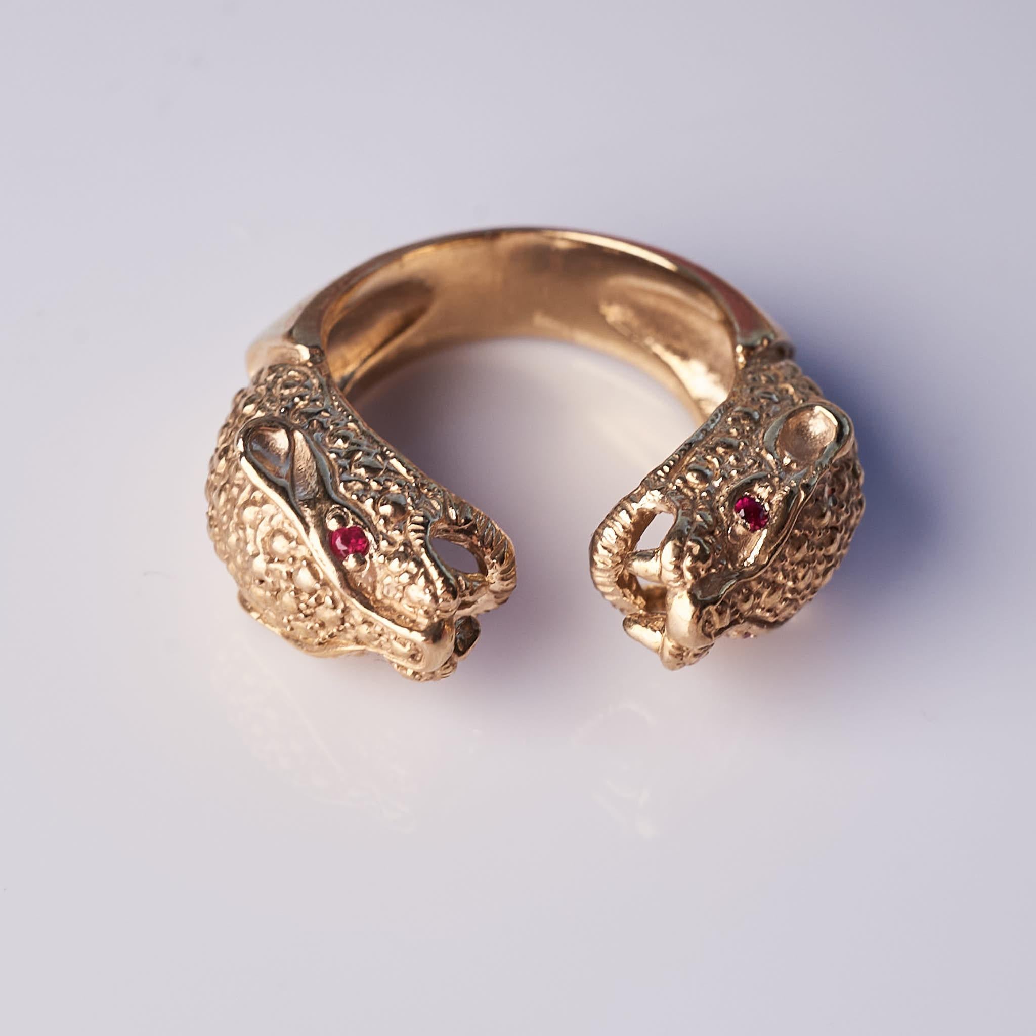 Ruby Jaguar Ring Bronze Animal J Dauphin For Sale 5