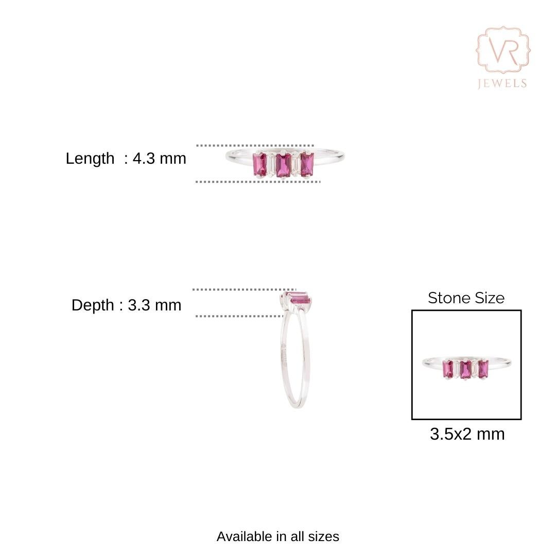 Ruby July Birthstone Three-stone Ring With Baguet… - image 10