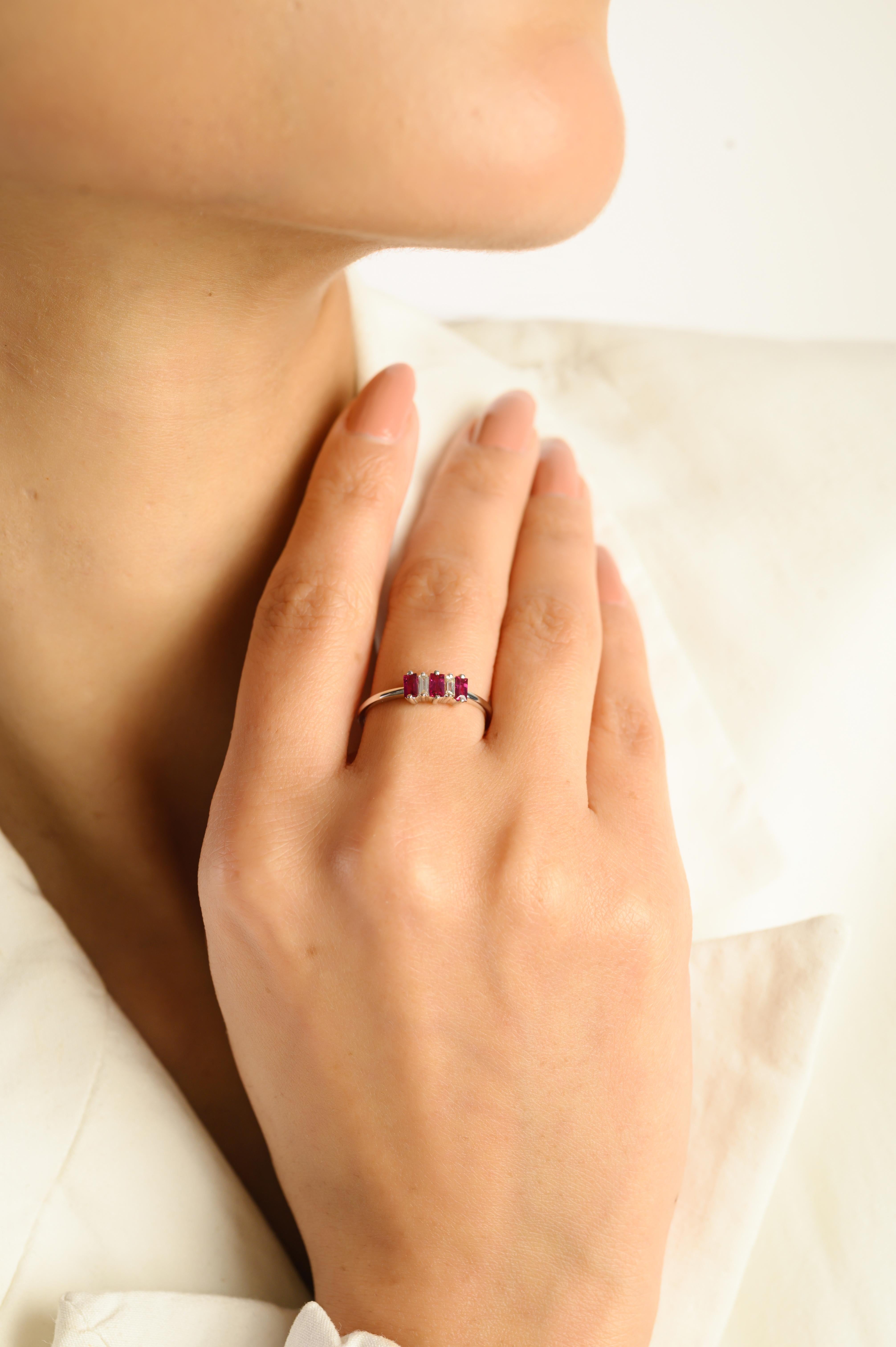 Ruby July Birthstone Three-stone Ring With Baguet… - image 2
