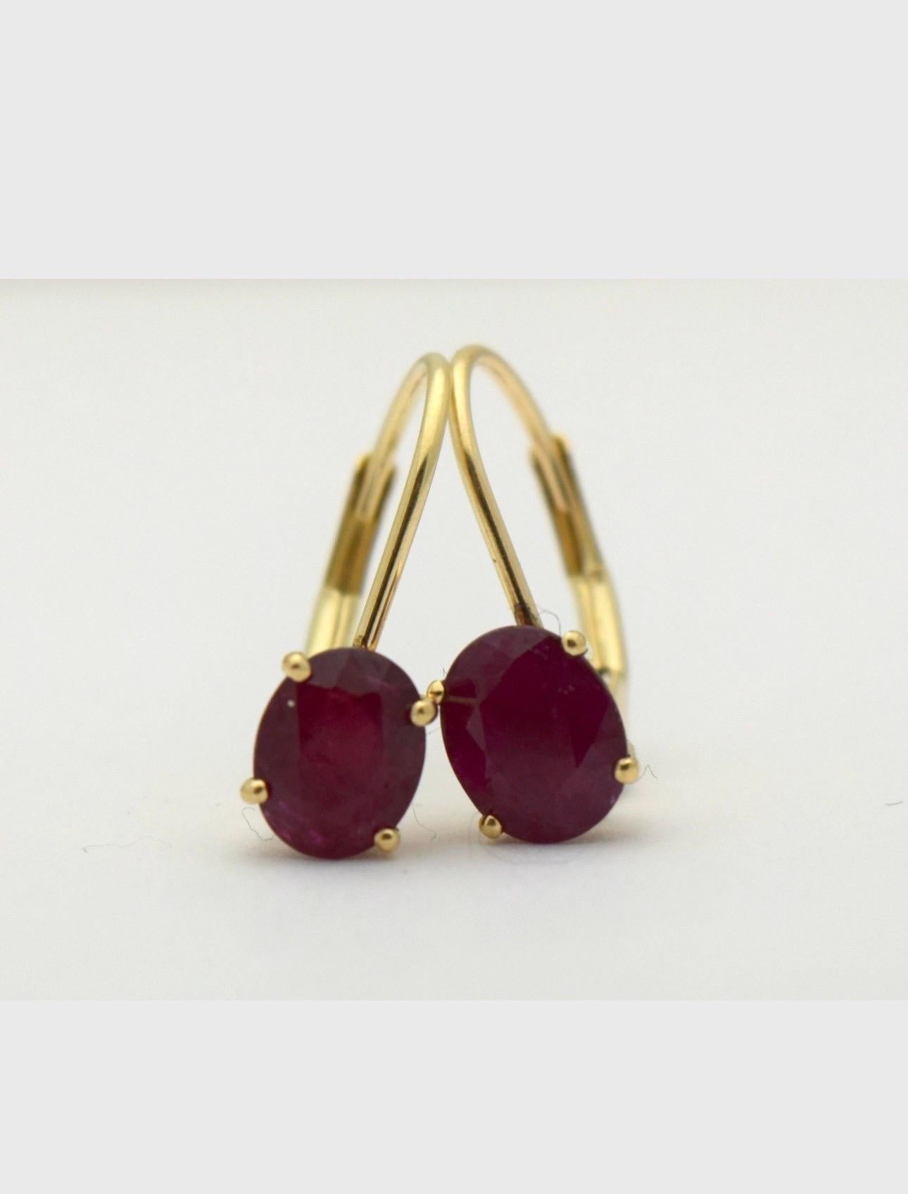 Simple earrings in lever back setting in 14KT yellow gold with natural rubies Burmese origin, no treatment 7x5mm oval rubies wine color, earrings come with certificate of authenticity and nice packaging.


ABOUT US
We are a family-owned business.