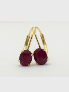 Ruby lever back earrings Burma untreated rubies 14KT gold