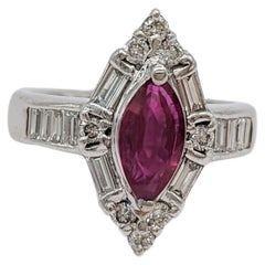 Ruby Marquise and White Diamond Ring in Platinum