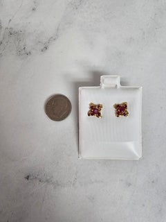 Ruby Marquise Cluster Earrings 14k Yellow Gold